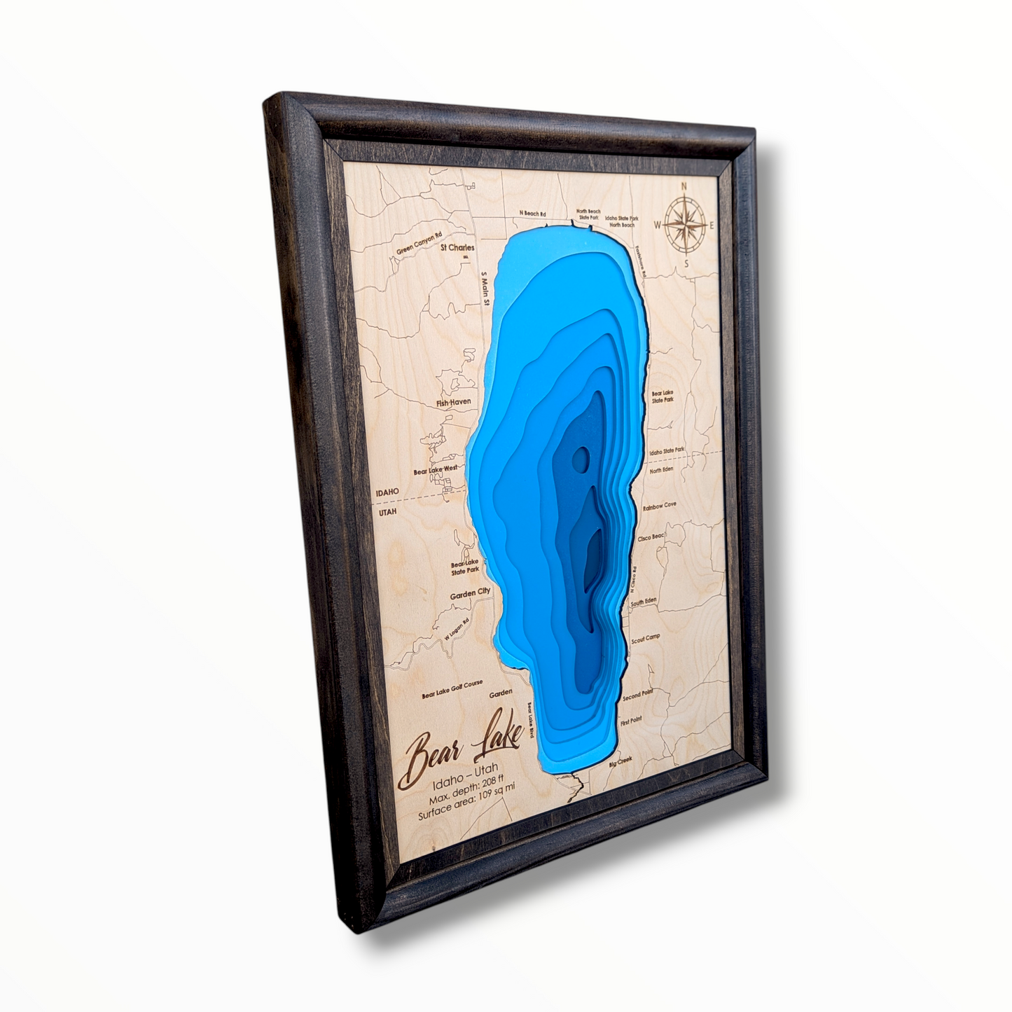 Bear Lake Art | Bear Lake Bathymetry Map | Various Sizes