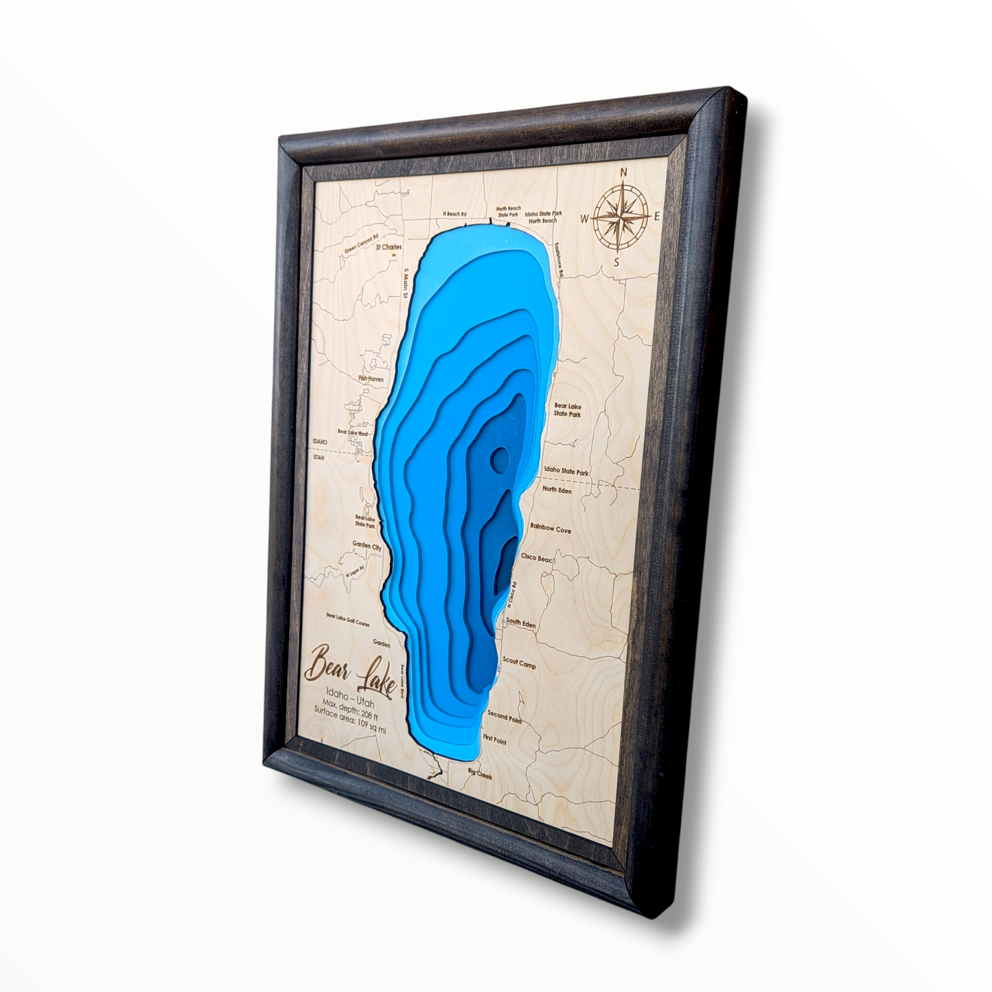 Bear Lake Art | Bear Lake Bathymetry Map | Various Sizes
