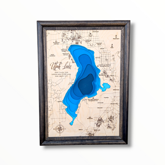 Utah Lake Art | Utah Lake Bathymetry Map | Various Sizes