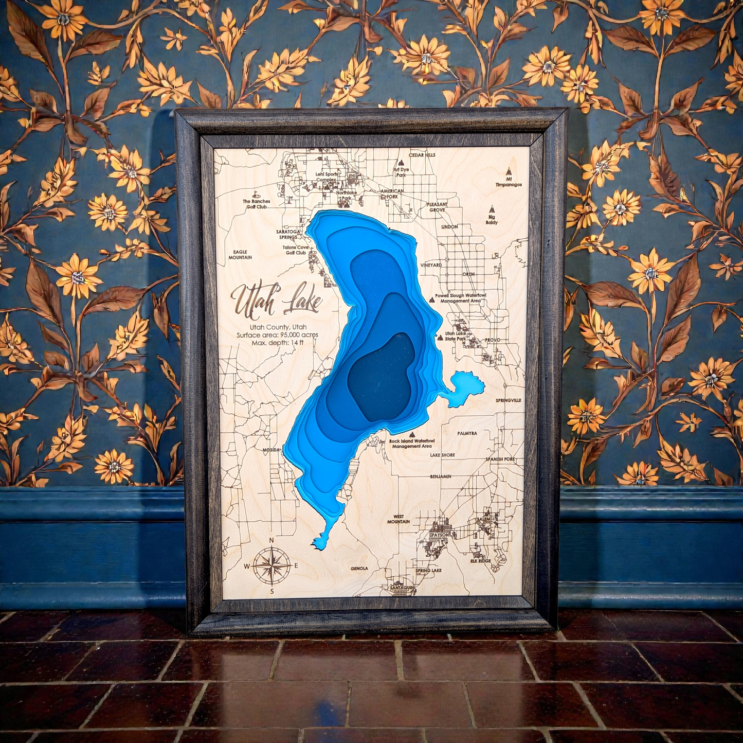 Utah Lake Art | Utah Lake Bathymetry Map | Various Sizes