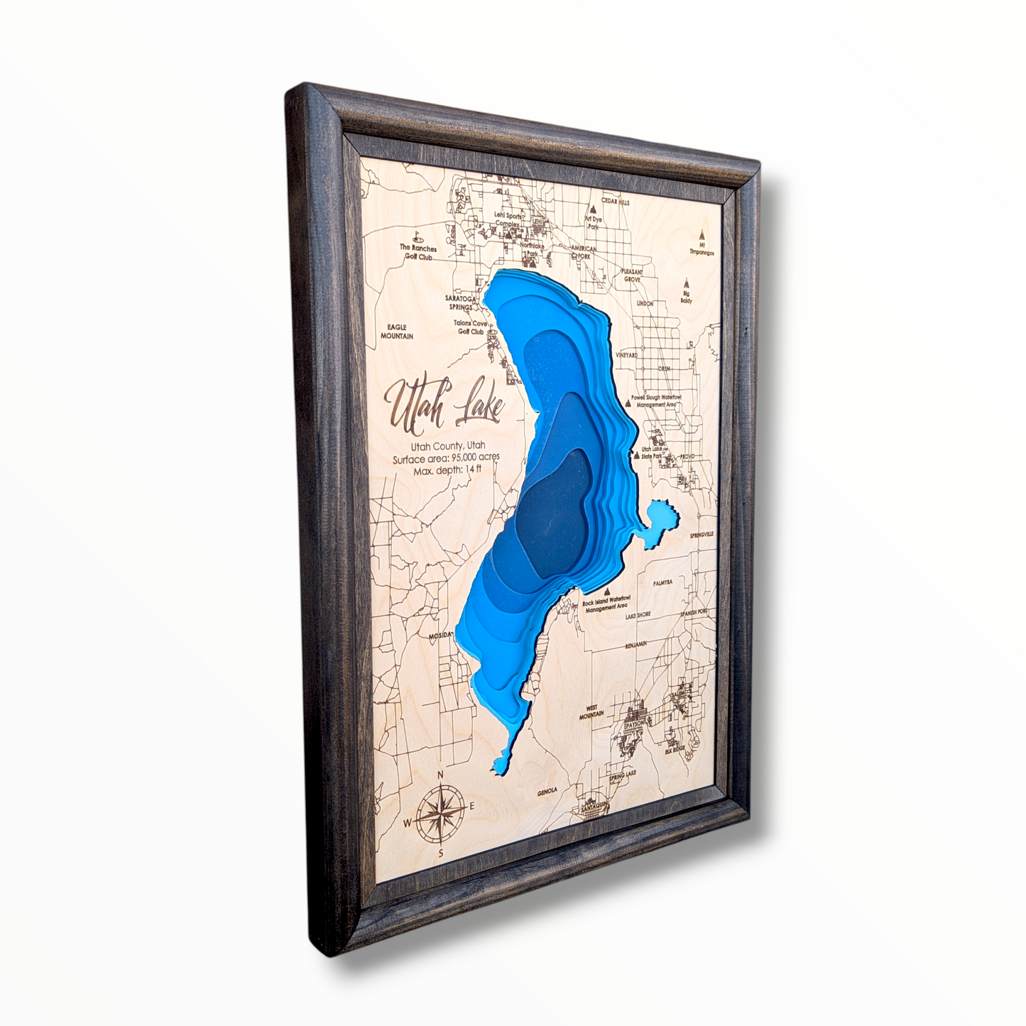 Utah Lake Art | Utah Lake Bathymetry Map | Various Sizes