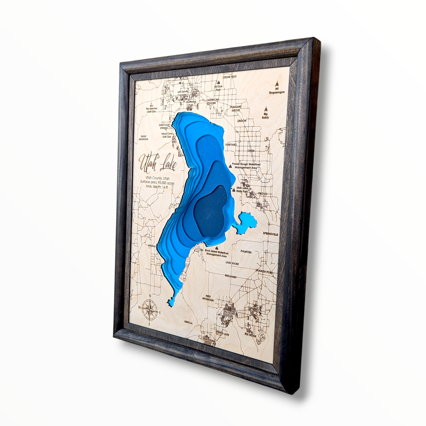 Utah Lake Art | Utah Lake Bathymetry Map | Various Sizes