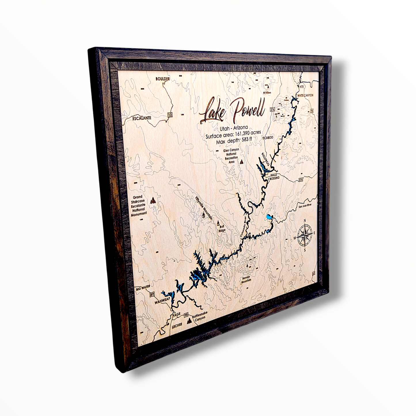 Lake Powell Art | Lake Powell Bathymetry Map | Various Sizes