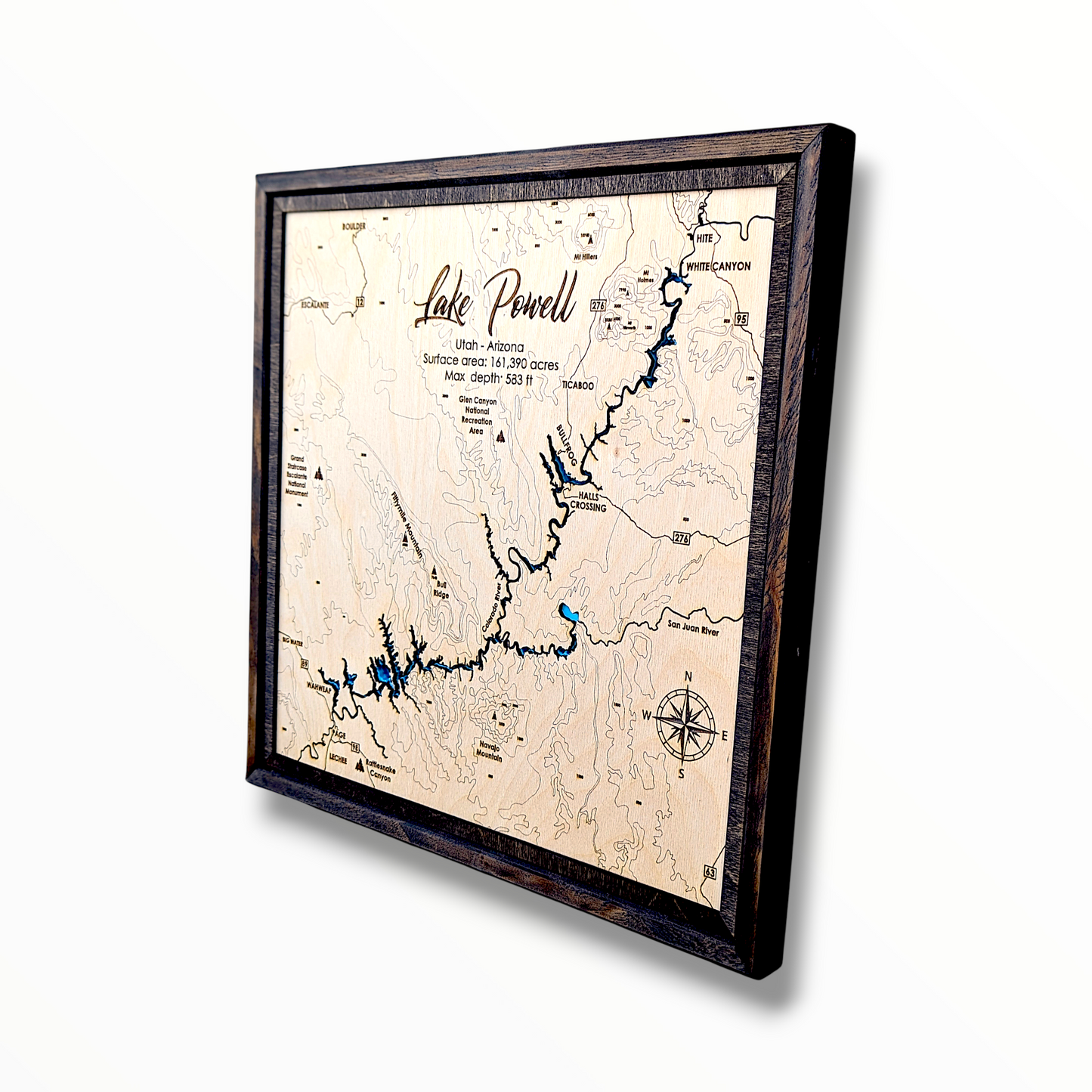 Lake Powell Art | Lake Powell Bathymetry Map | Various Sizes