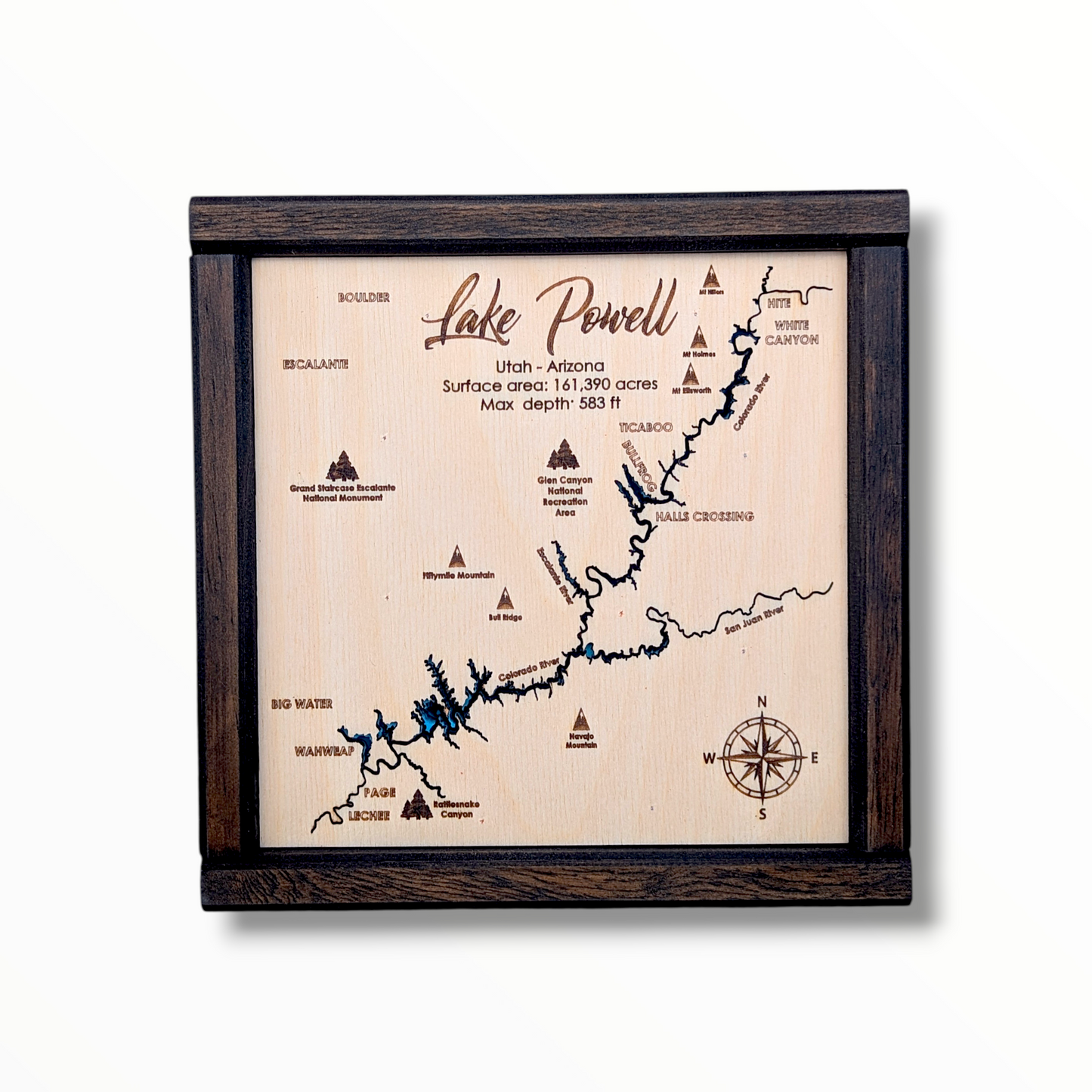 Lake Powell Art | Lake Powell Bathymetry Map | Various Sizes