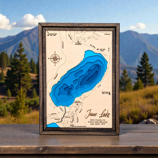 June Lake Art | June Lake Bathymetry Map | Various Sizes