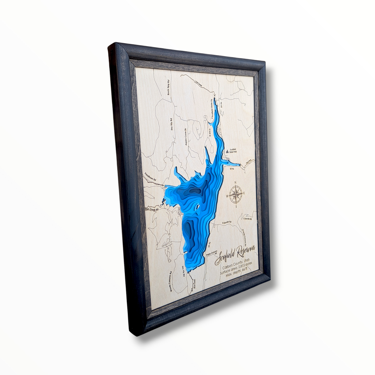 Scofield Reservoir Art | Scofield Reservoir Bathymetry Map | Various Sizes