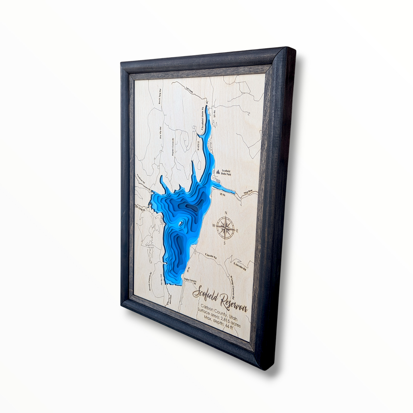 Scofield Reservoir Art | Scofield Reservoir Bathymetry Map | Various Sizes