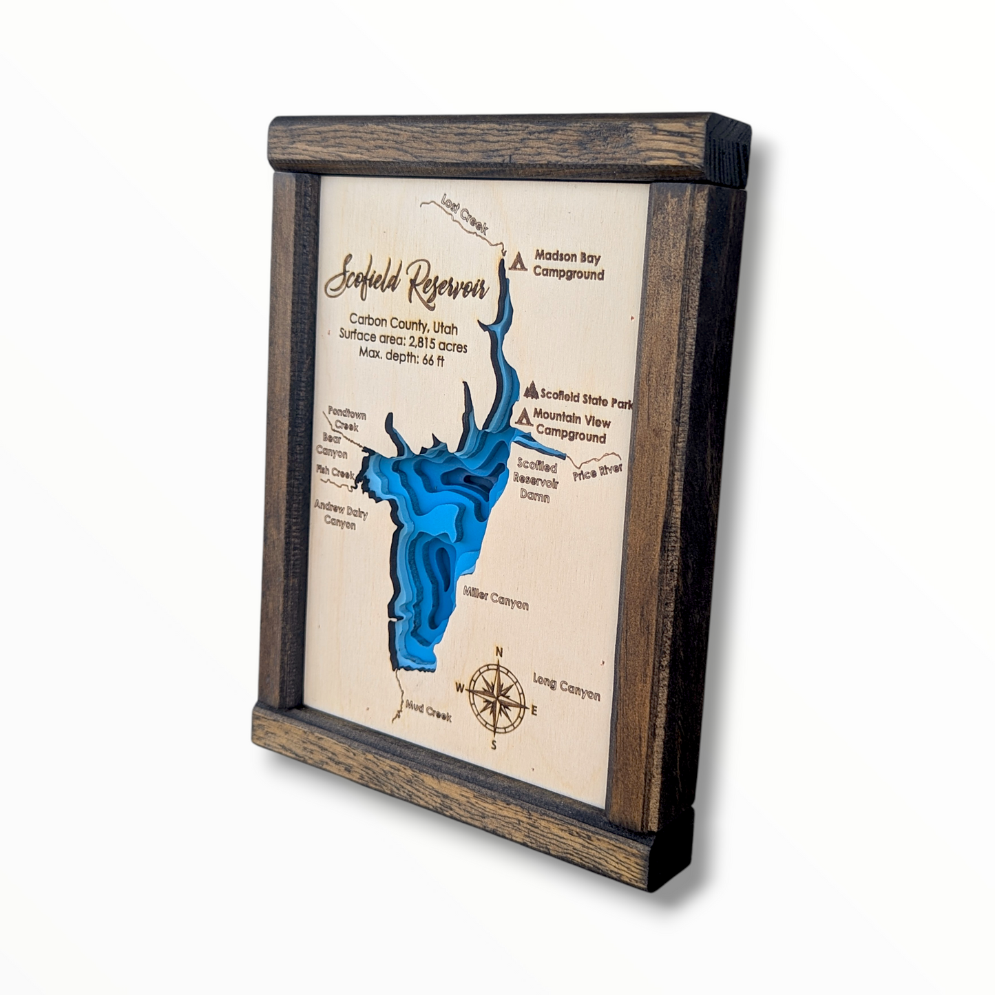 Scofield Reservoir Art | Scofield Reservoir Bathymetry Map | Various Sizes
