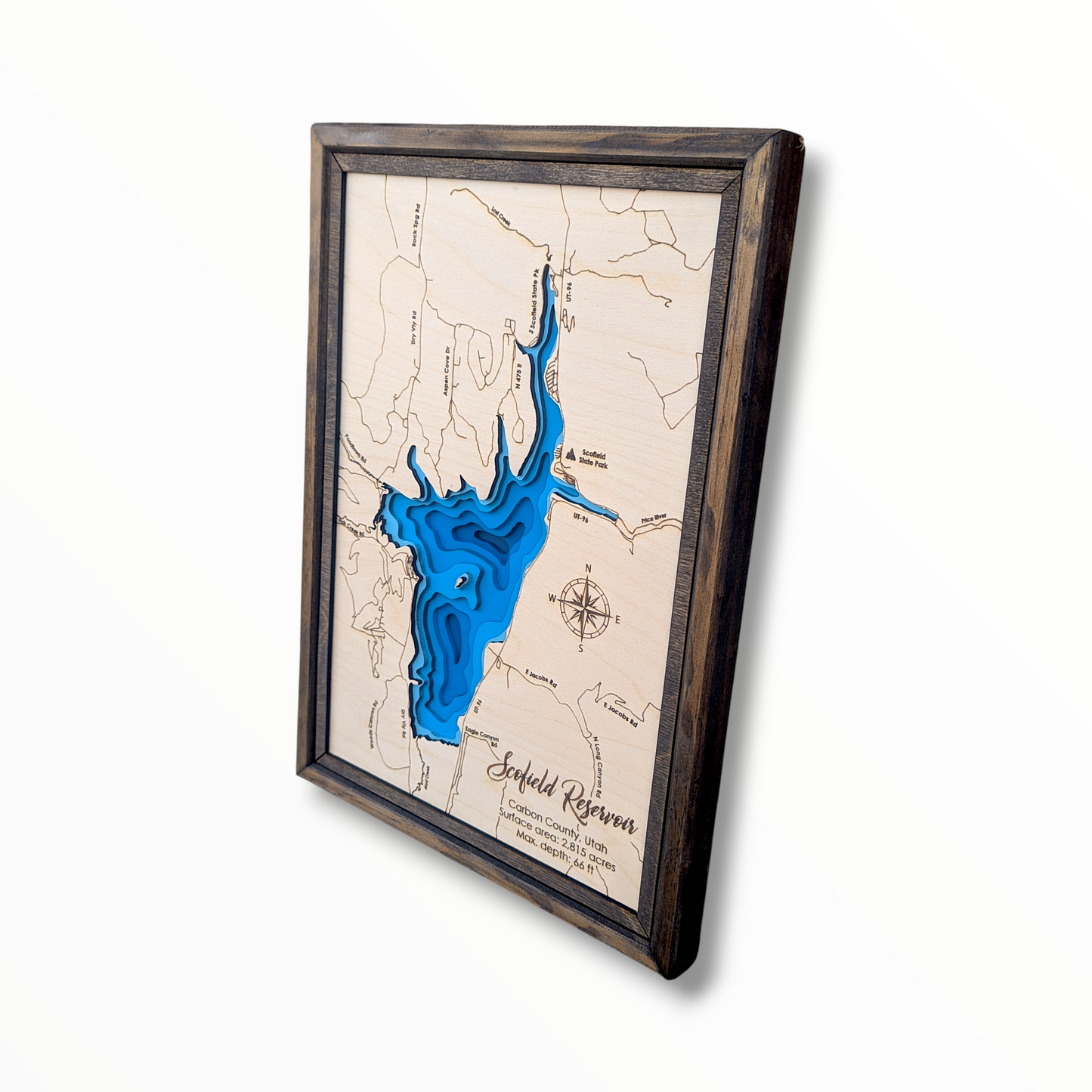 Scofield Reservoir Art | Scofield Reservoir Bathymetry Map | Various Sizes