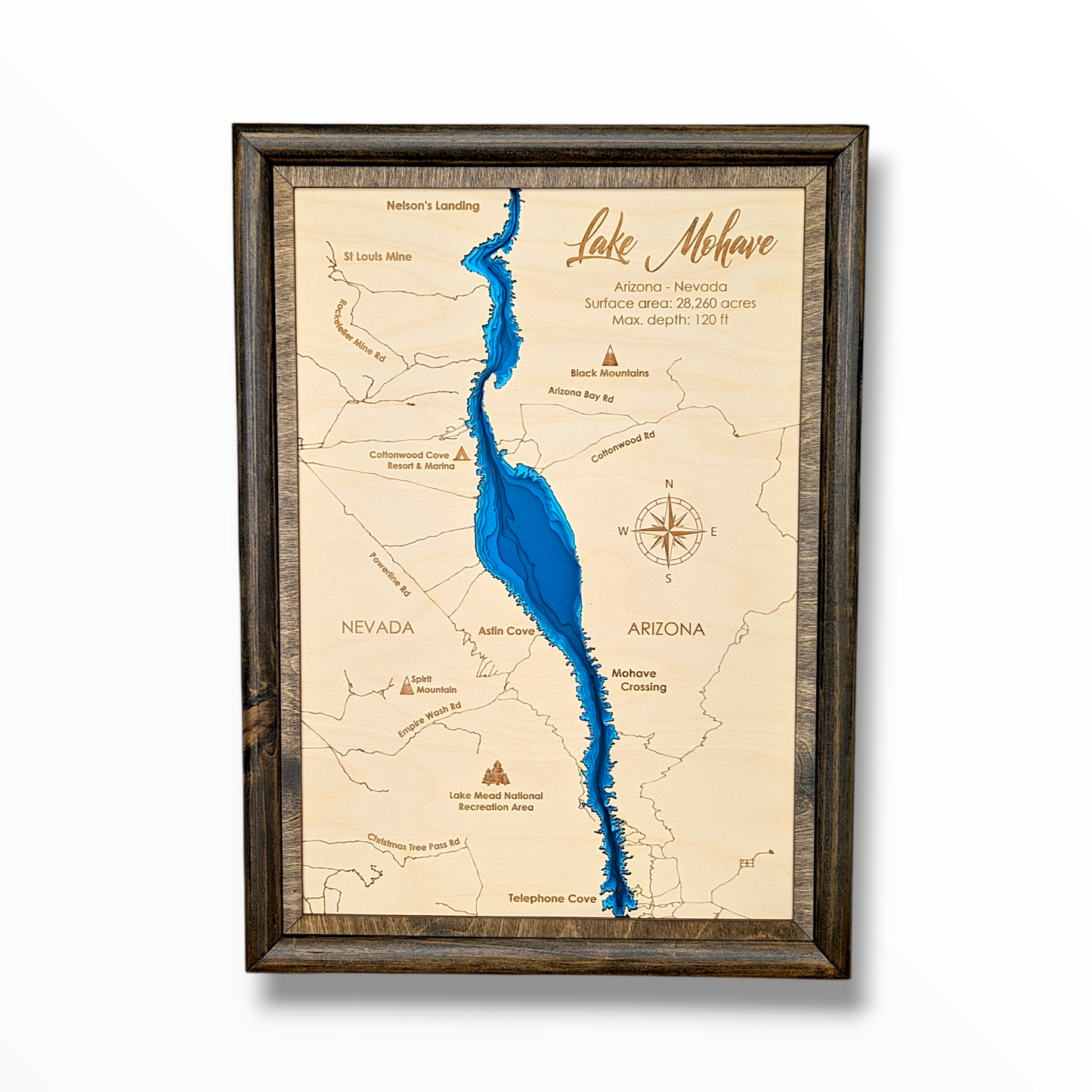 Lake Mohave Art | Lake Mohave Bathymetry Map | Various Sizes