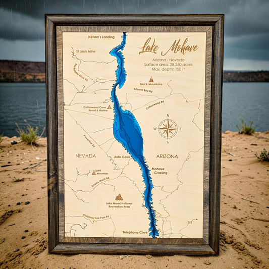 Lake Mohave Art | Lake Mohave Bathymetry Map | Various Sizes