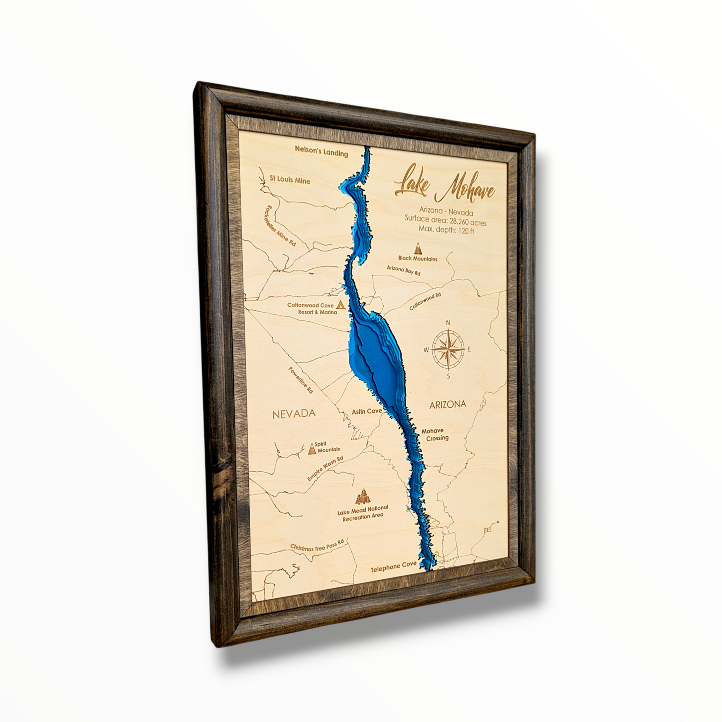Lake Mohave Art | Lake Mohave Bathymetry Map | Various Sizes