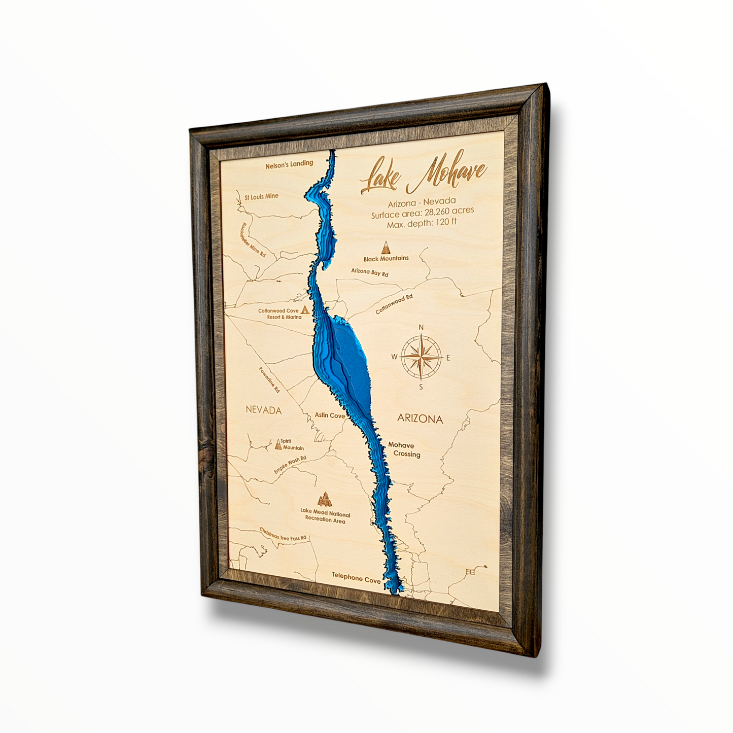 Lake Mohave Art | Lake Mohave Bathymetry Map | Various Sizes
