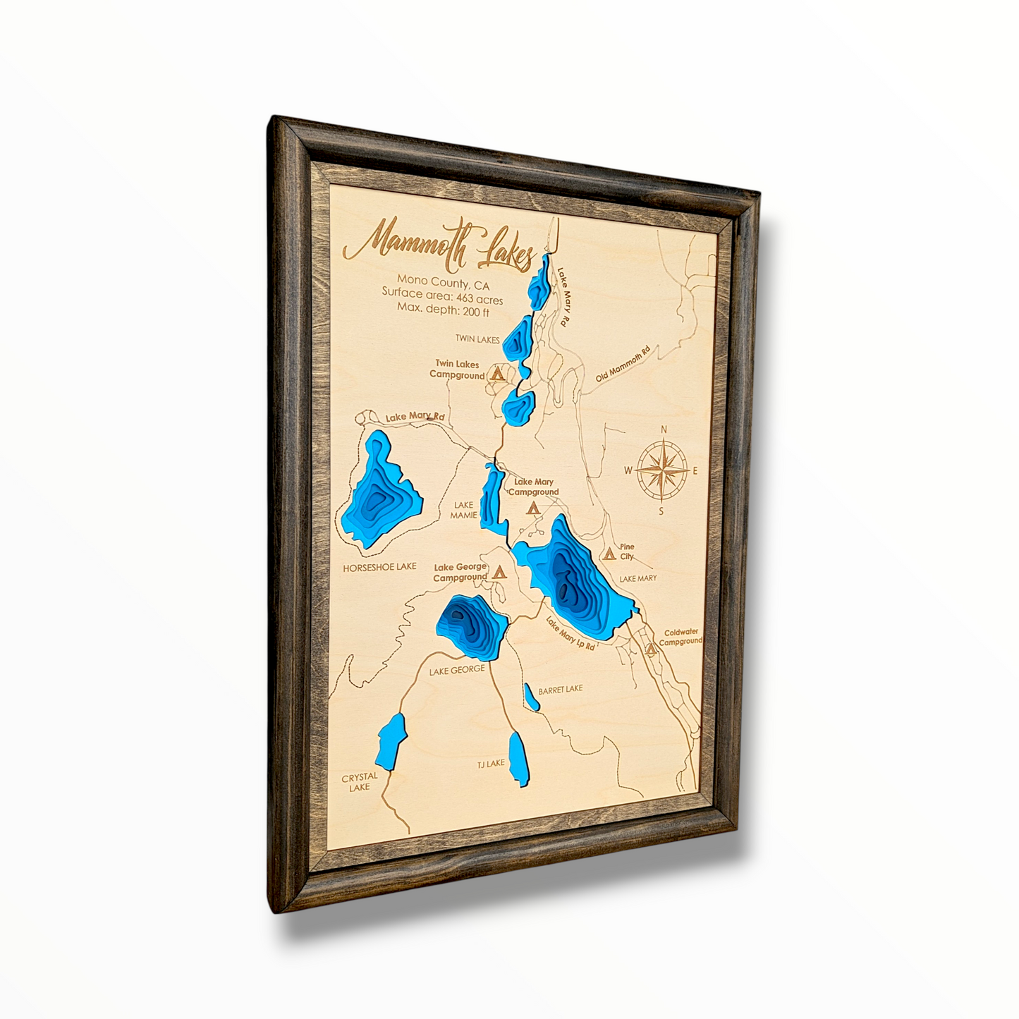 Mammoth Lakes Art | Mammoth Lakes Bathymetry Map | Various Sizes