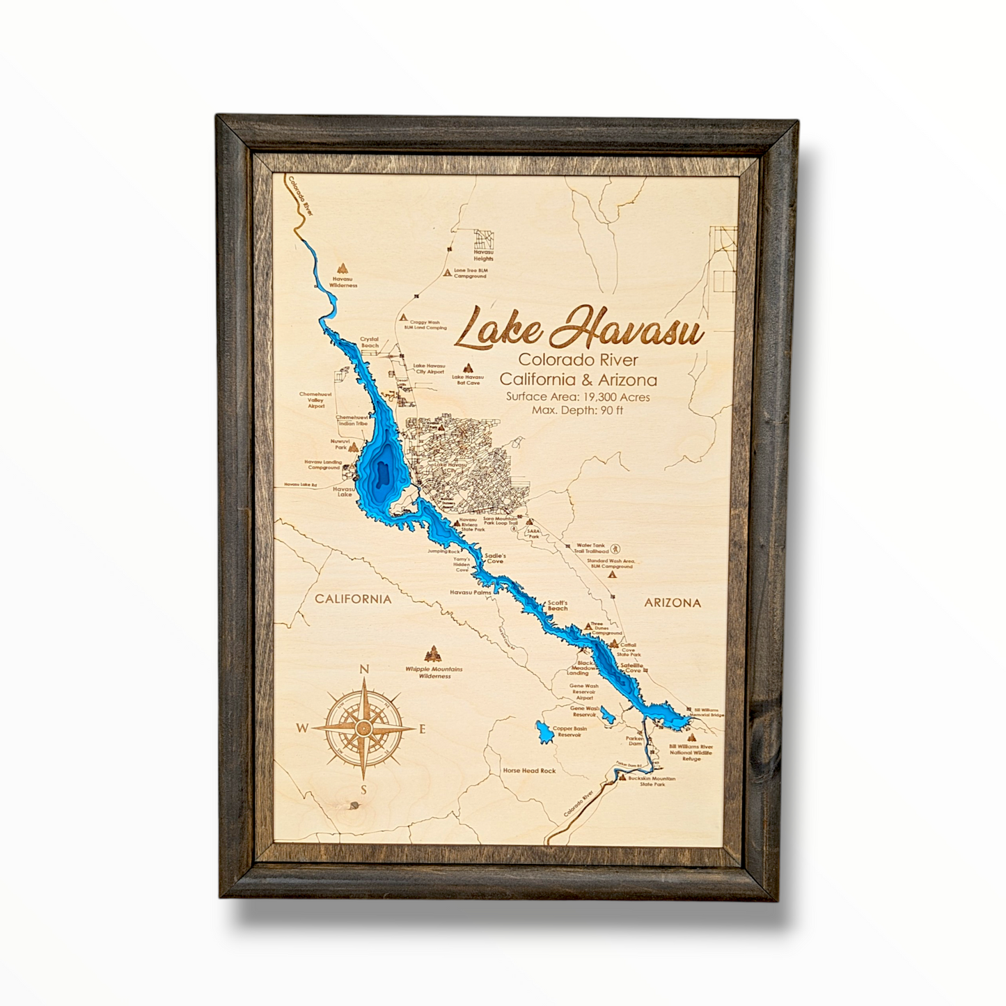 Lake Havasu Art | Lake Havasu Bathymetry Map | Various Sizes