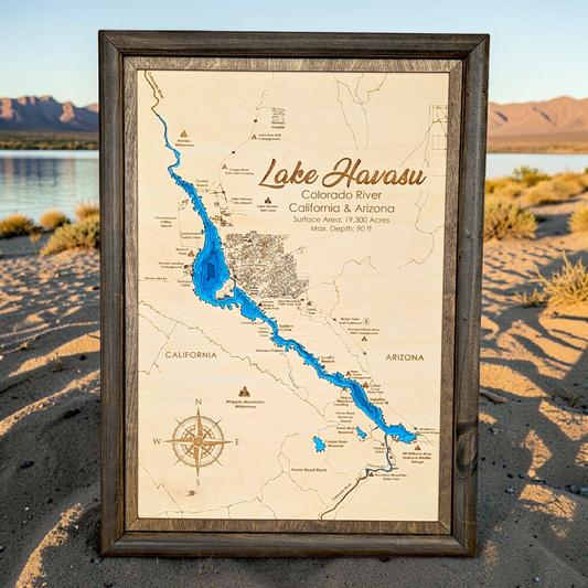 Lake Havasu Art | Lake Havasu Bathymetry Map | Various Sizes