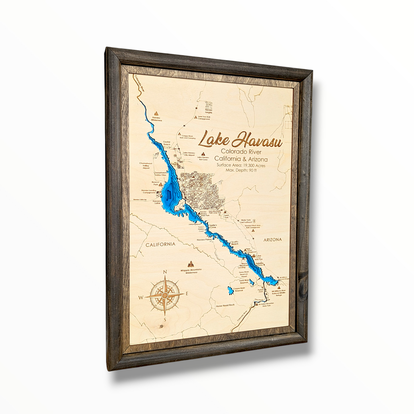 Lake Havasu Art | Lake Havasu Bathymetry Map | Various Sizes