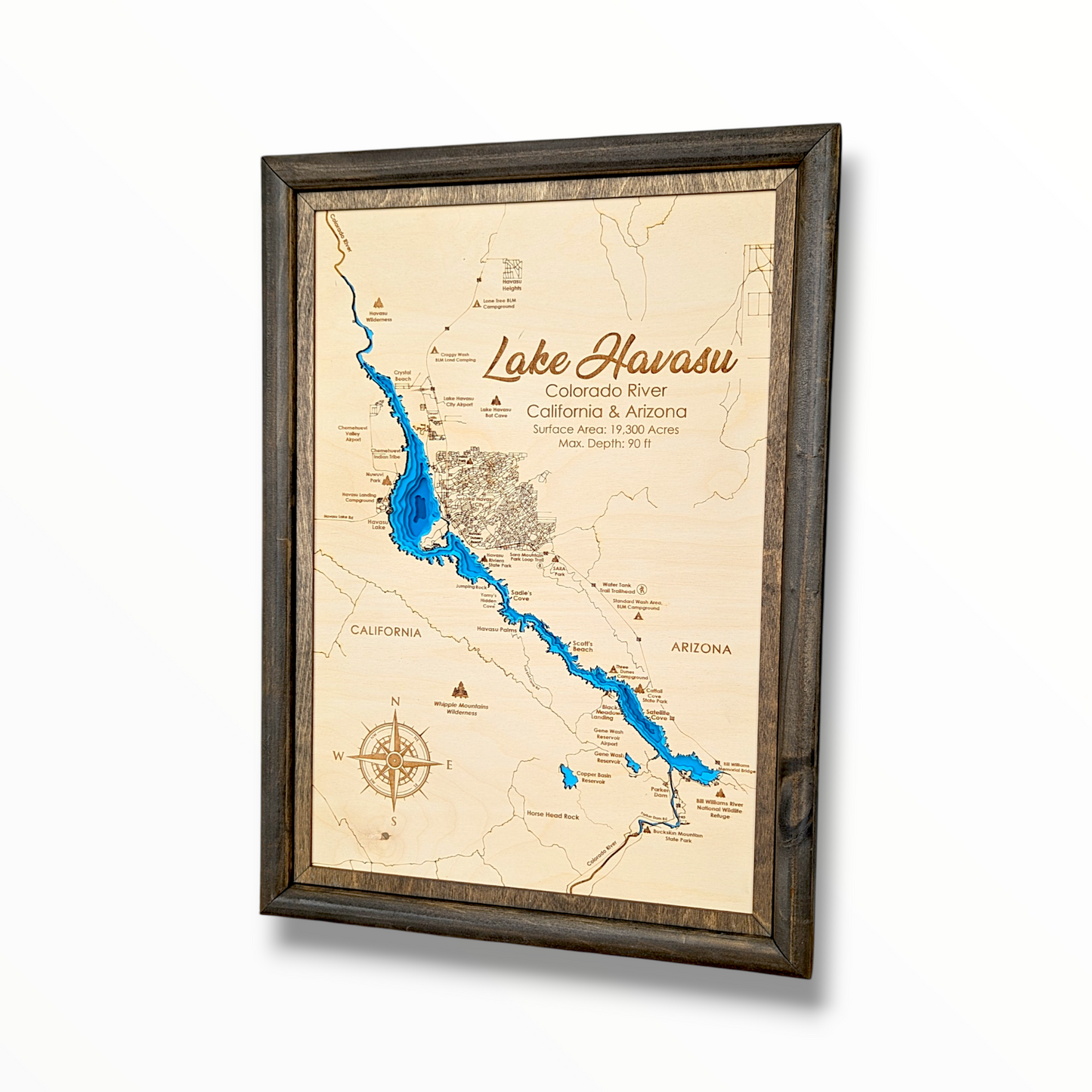 Lake Havasu Art | Lake Havasu Bathymetry Map | Various Sizes