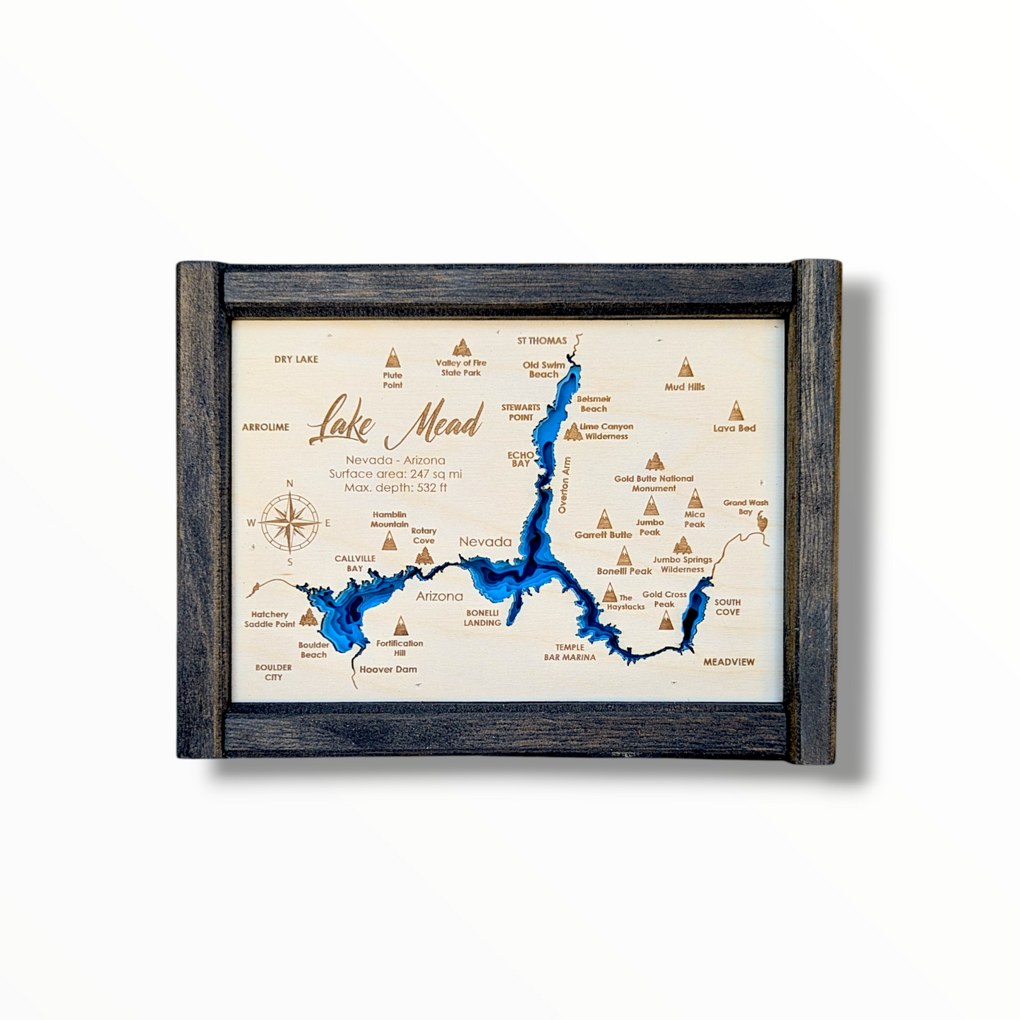 Lake Mead Art | Lake Mead Bathymetry Map | Various Sizes