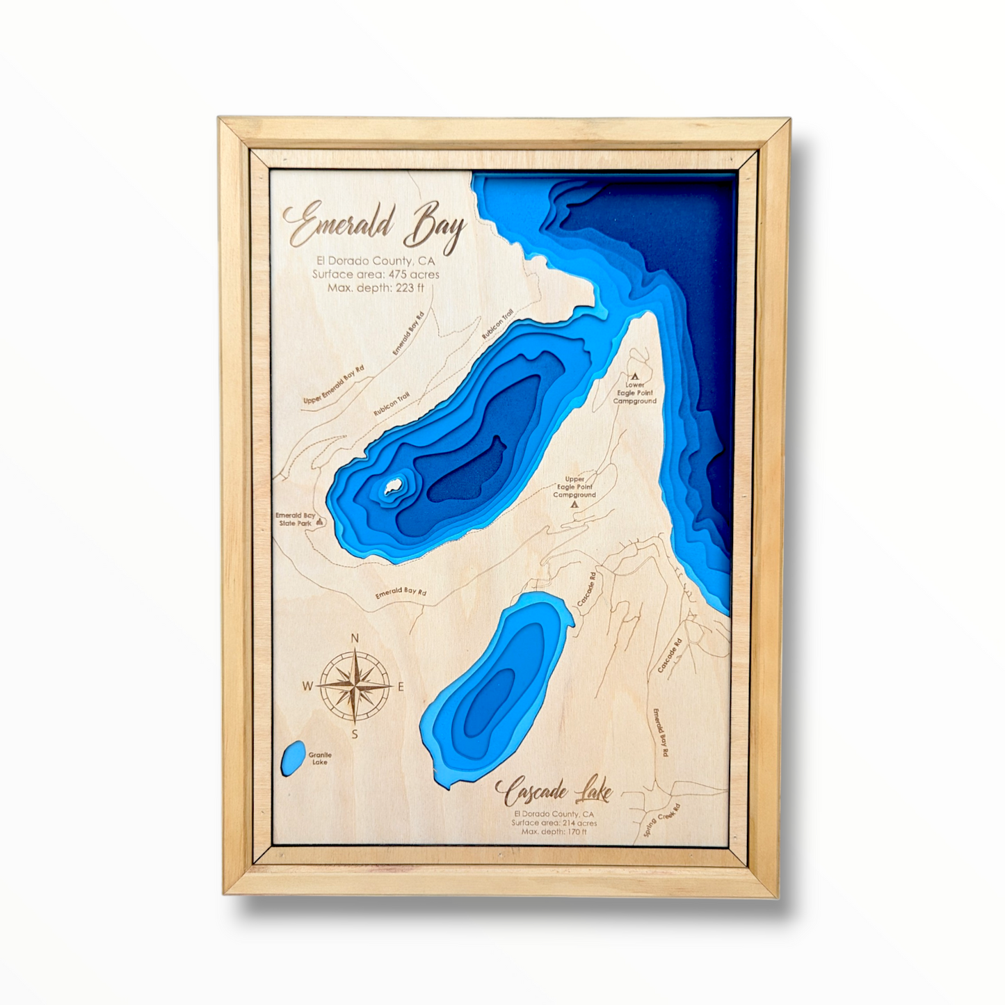 Emerald Bay and Cascade Lake Art | Emerald Bay and Cascade Lake Map | Various Sizes