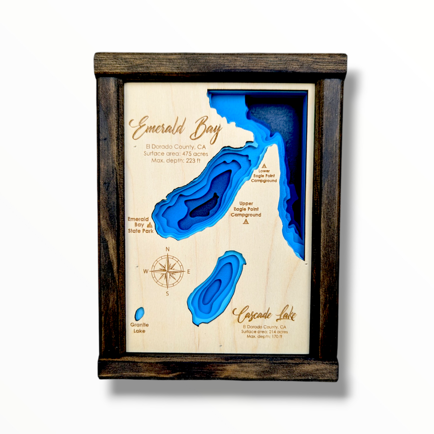 Emerald Bay and Cascade Lake Art | Emerald Bay and Cascade Lake Map | Various Sizes