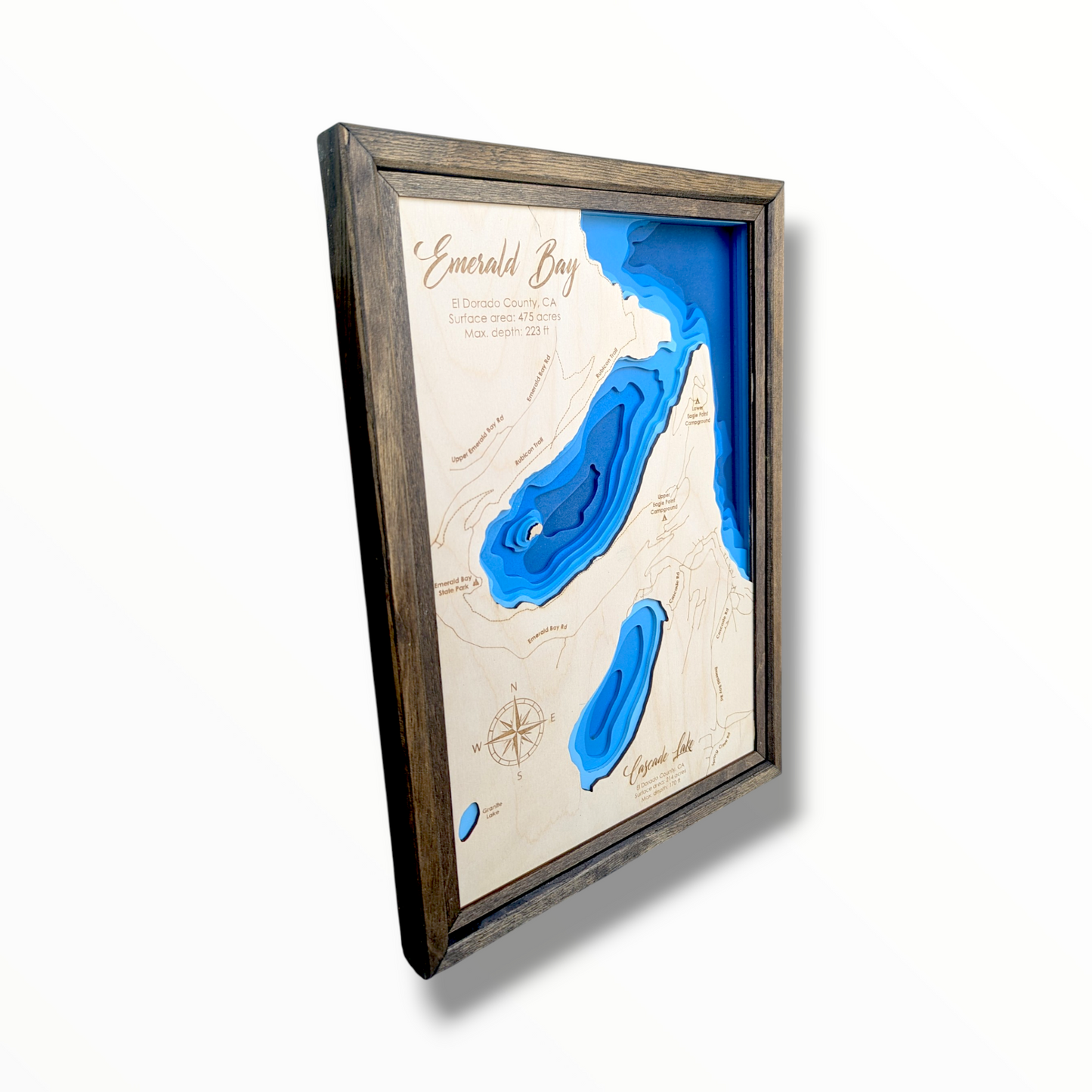 Emerald Bay and Cascade Lake Art | Emerald Bay and Cascade Lake Map | Various Sizes