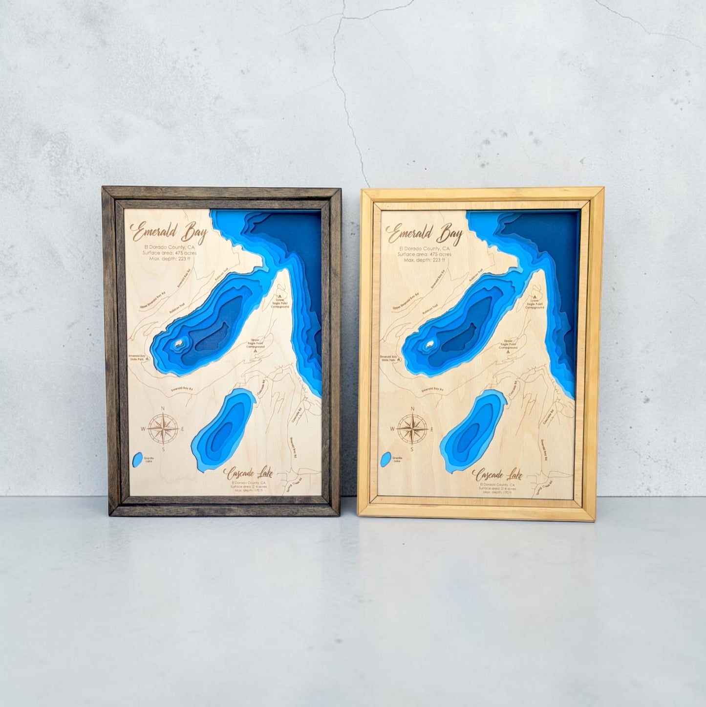 Emerald Bay and Cascade Lake Art | Emerald Bay and Cascade Lake Map | Various Sizes