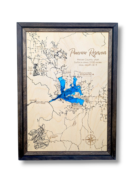 Pineview Reservoir Art | Pineview Reservoir Map | Various Sizes