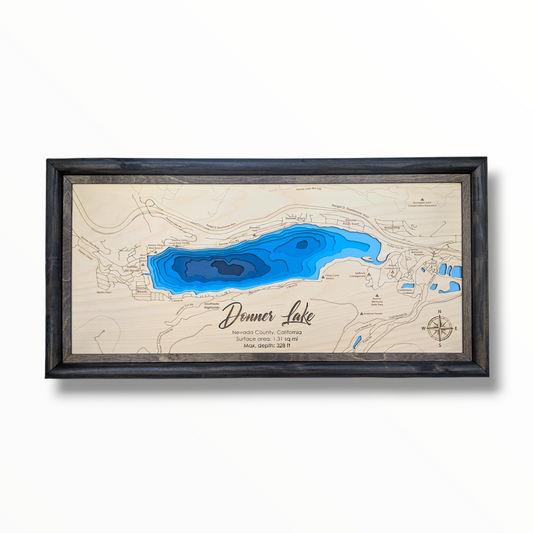 Donner Lake Art | Donner Bathymetry Map | Various Sizes