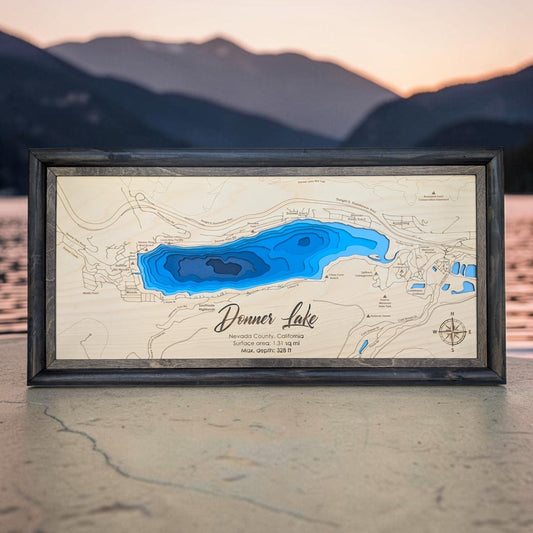 Donner Lake Art | Donner Bathymetry Map | Various Sizes