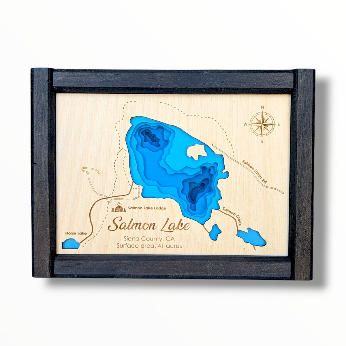 Salmon Lake Art | Salmon Lake Bathymetry Map | Various Sizes