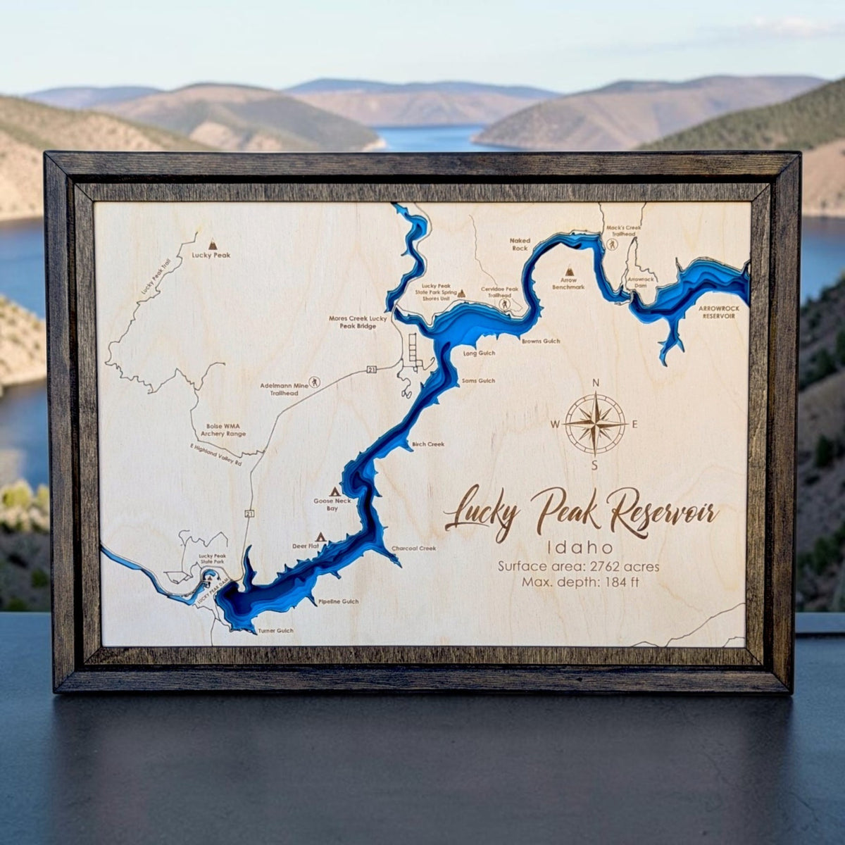 Lucky Peak Reservoir Art | Lucky Peak Reservoir Map | Various Sizes