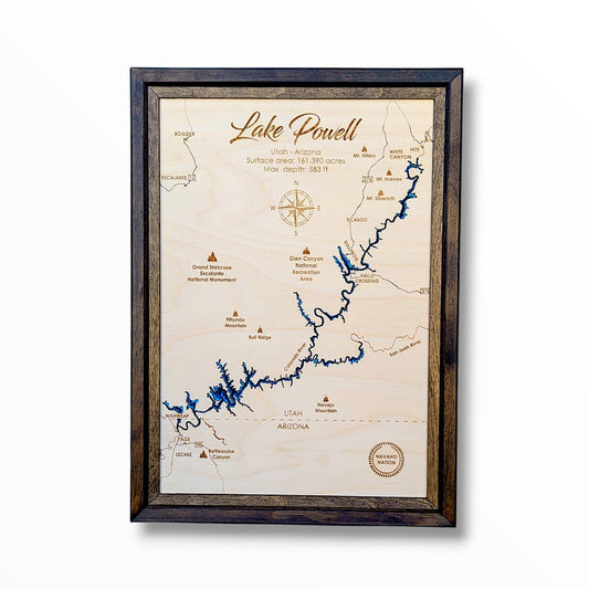 Lake Powell Art | Lake Powell Bathymetry Map | Various Sizes