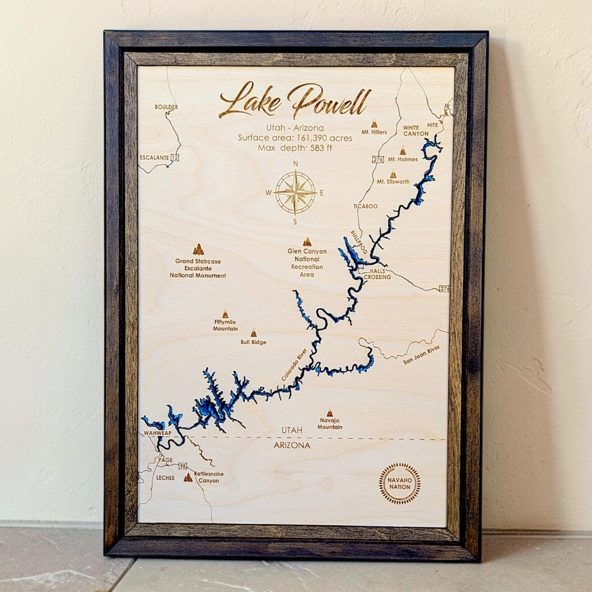 Lake Powell Art | Lake Powell Bathymetry Map | Various Sizes