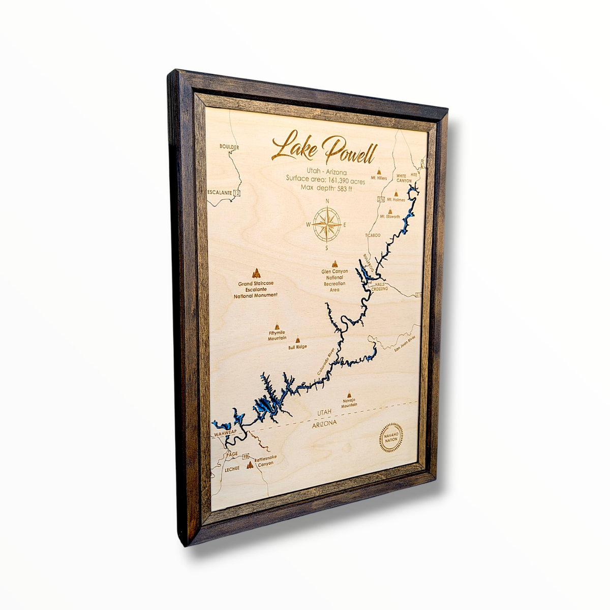 Lake Powell Art | Lake Powell Bathymetry Map | Various Sizes