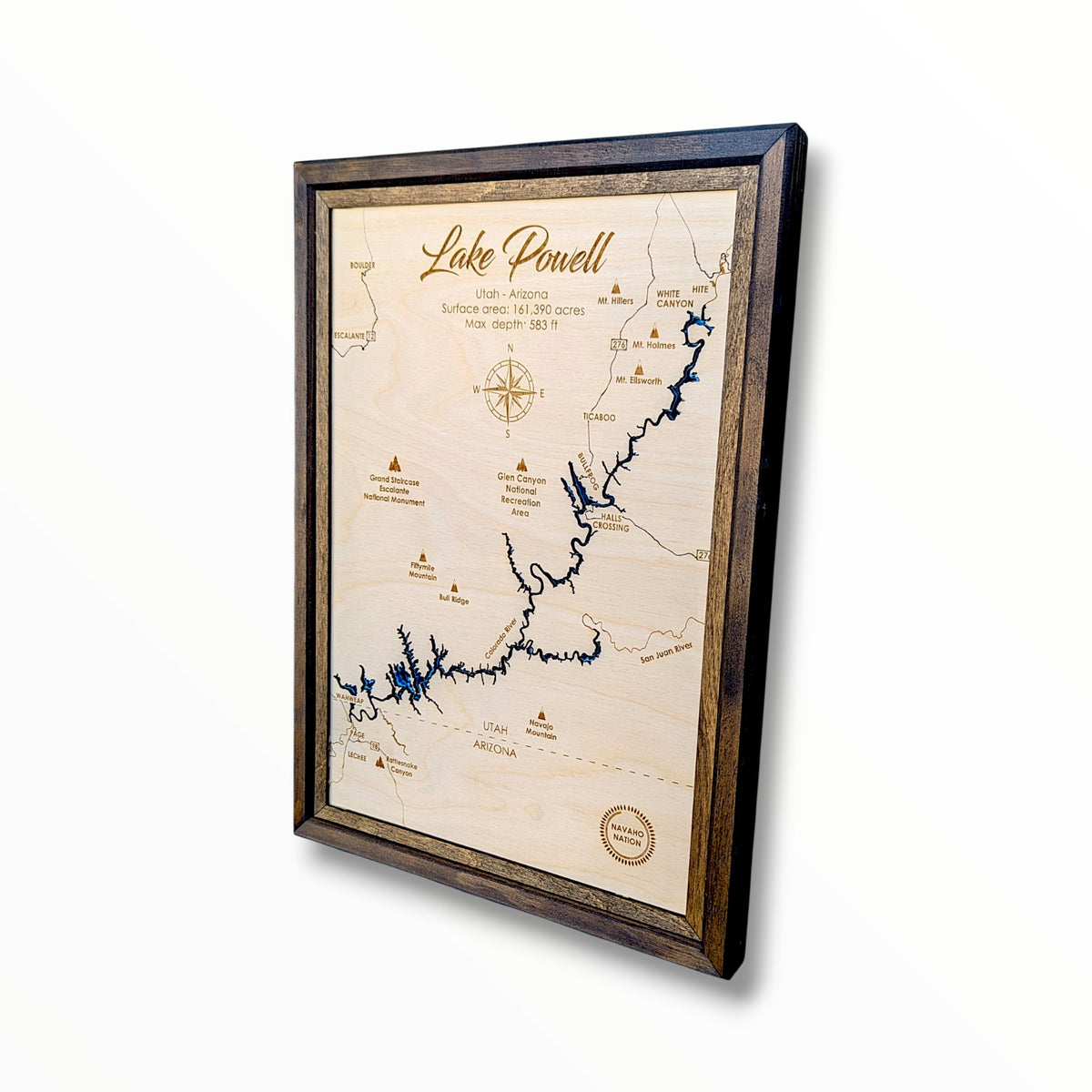 Lake Powell Art | Lake Powell Bathymetry Map | Various Sizes