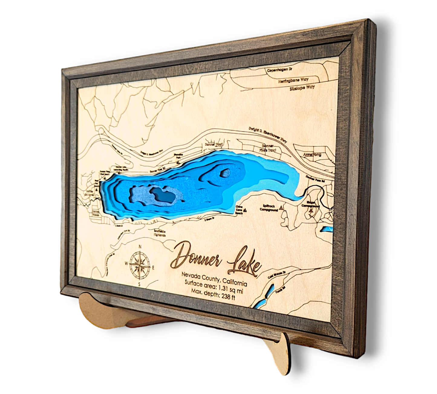 Donner Lake Art | Donner Bathymetry Map | Various Sizes