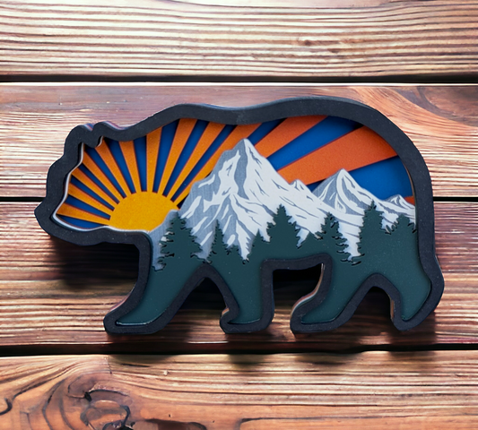 Bear Wall Art | Sunrise, Mountain, Trees | Various Sizes