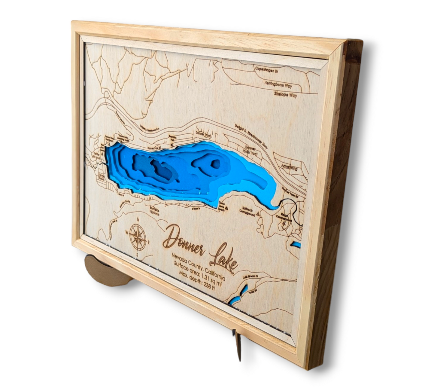 Donner Lake Art | Donner Bathymetry Map | Various Sizes