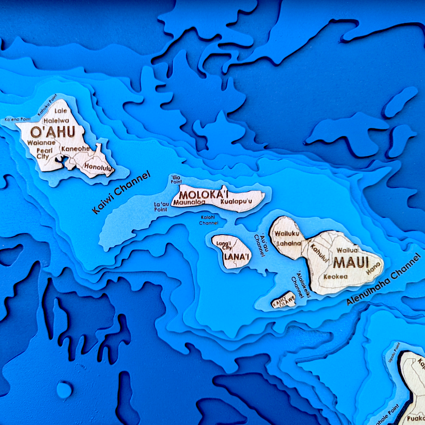 Hawaiian Islands Art | Hawaiian Bathymetry Map | Various Sizes