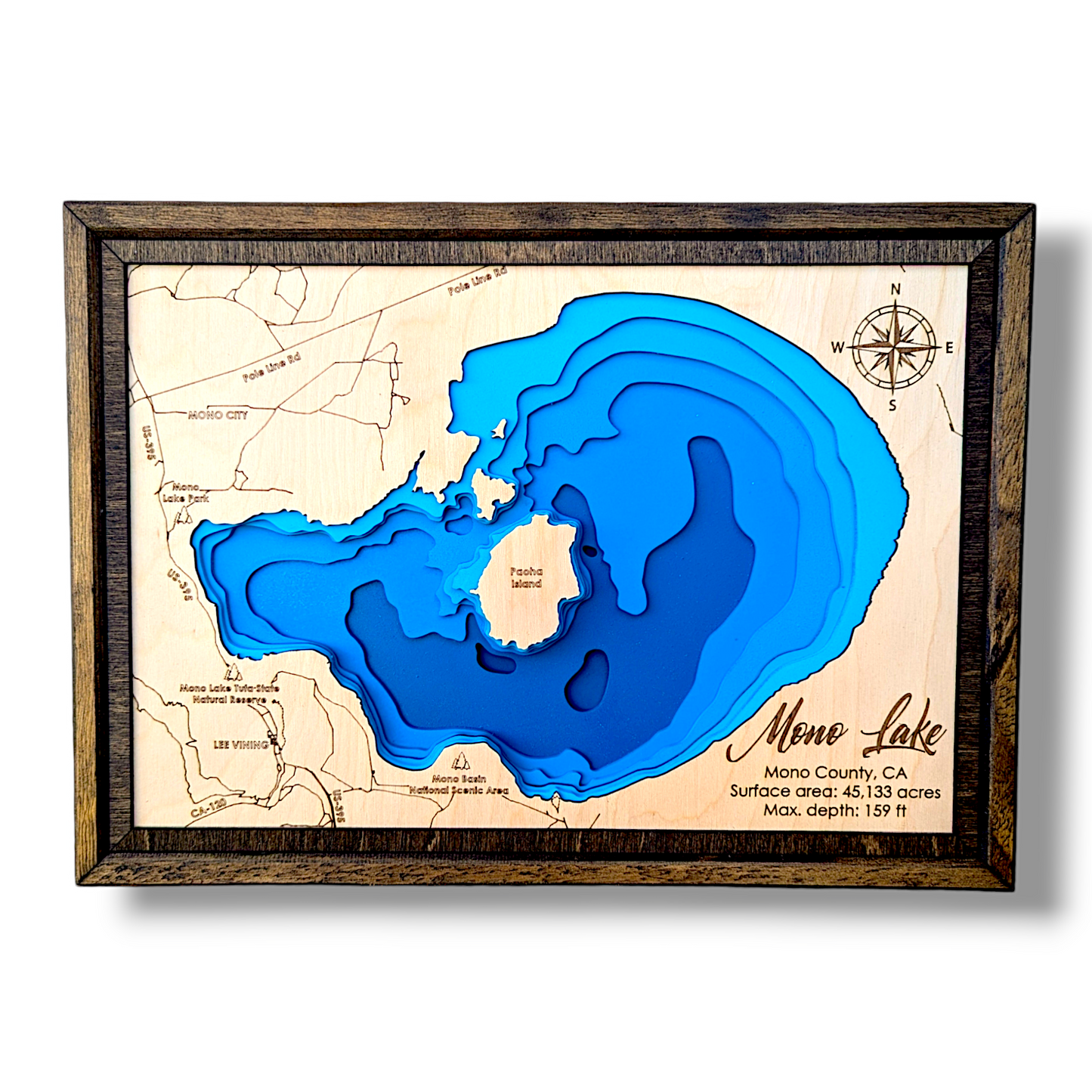 Mono Lake Art | Mono Lake Bathymetry Map | Various Sizes