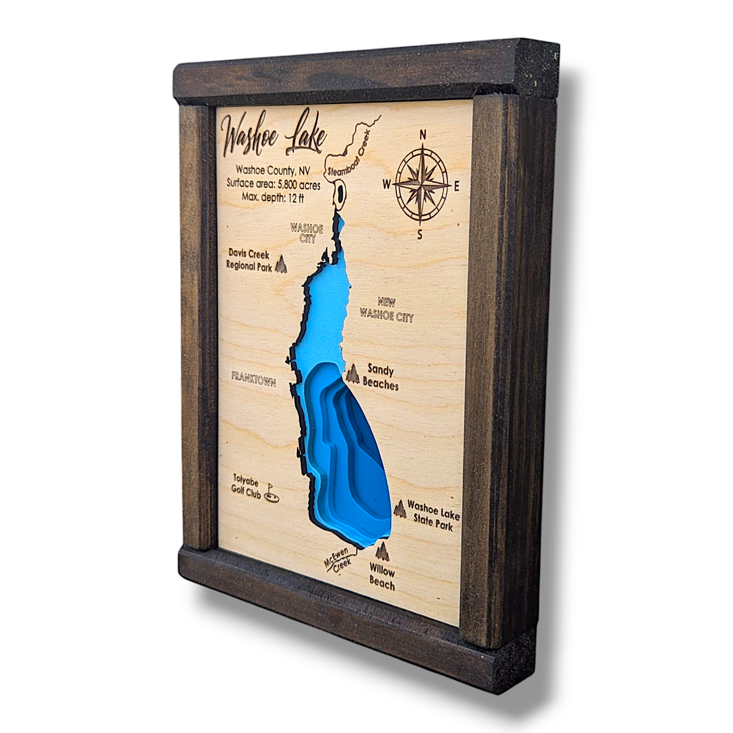 Washoe Lake Art | Washoe Lake Bathymetry Map | Various Sizes