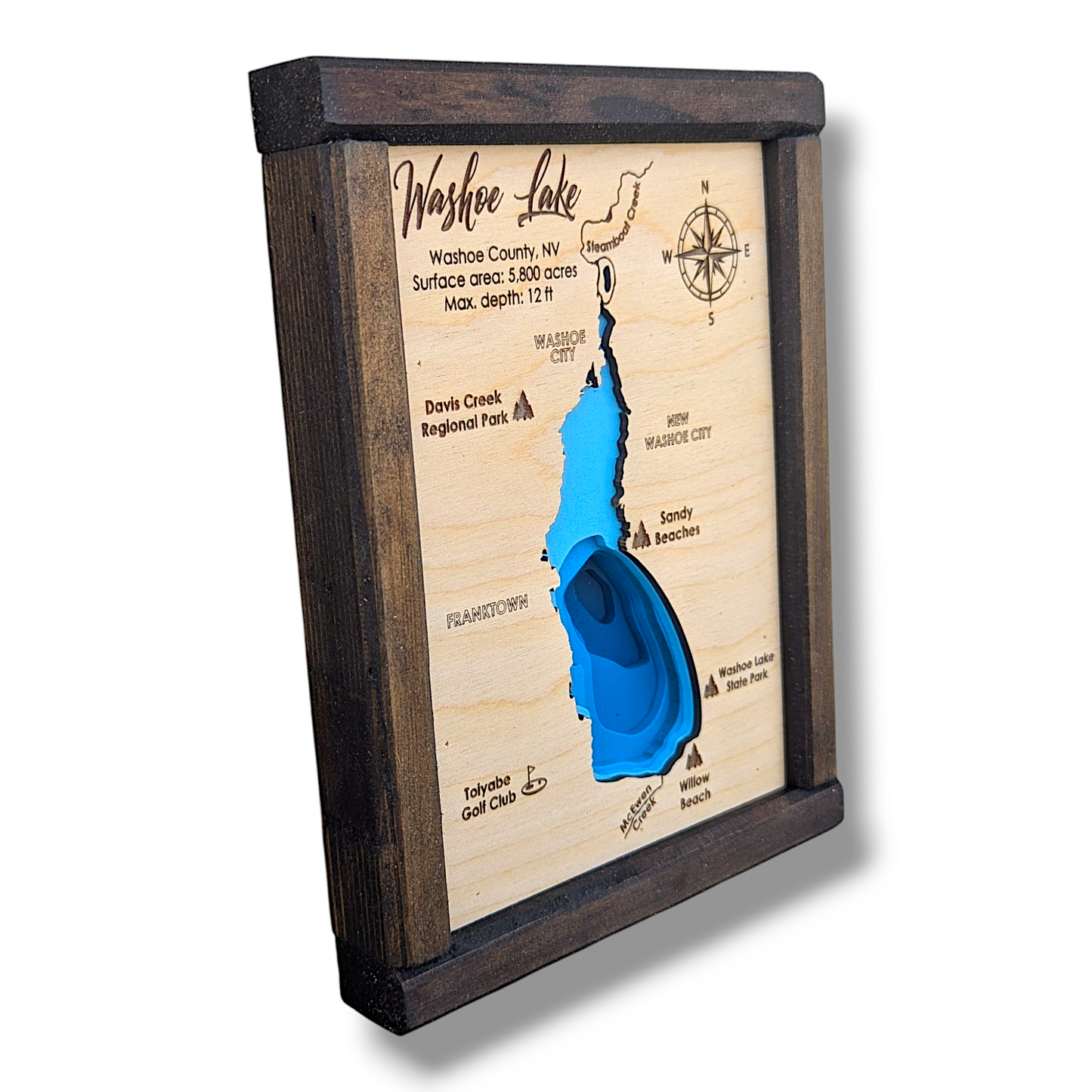 Washoe Lake Art | Washoe Lake Bathymetry Map | Various Sizes