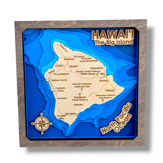 The Big Island Art | Hawaiian Bathymetry Map | Various Sizes