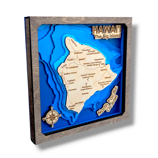 The Big Island Art | Hawaiian Bathymetry Map | Various Sizes