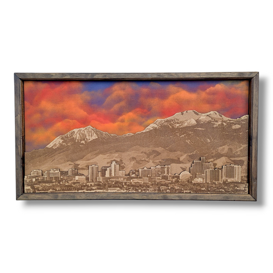Reno Skyline Art  | City Skyline, Mountains, Night Sky | Various Sizes