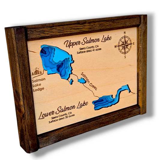 Salmon Lake Art | Salmon Lake Bathymetry Map | Various Sizes