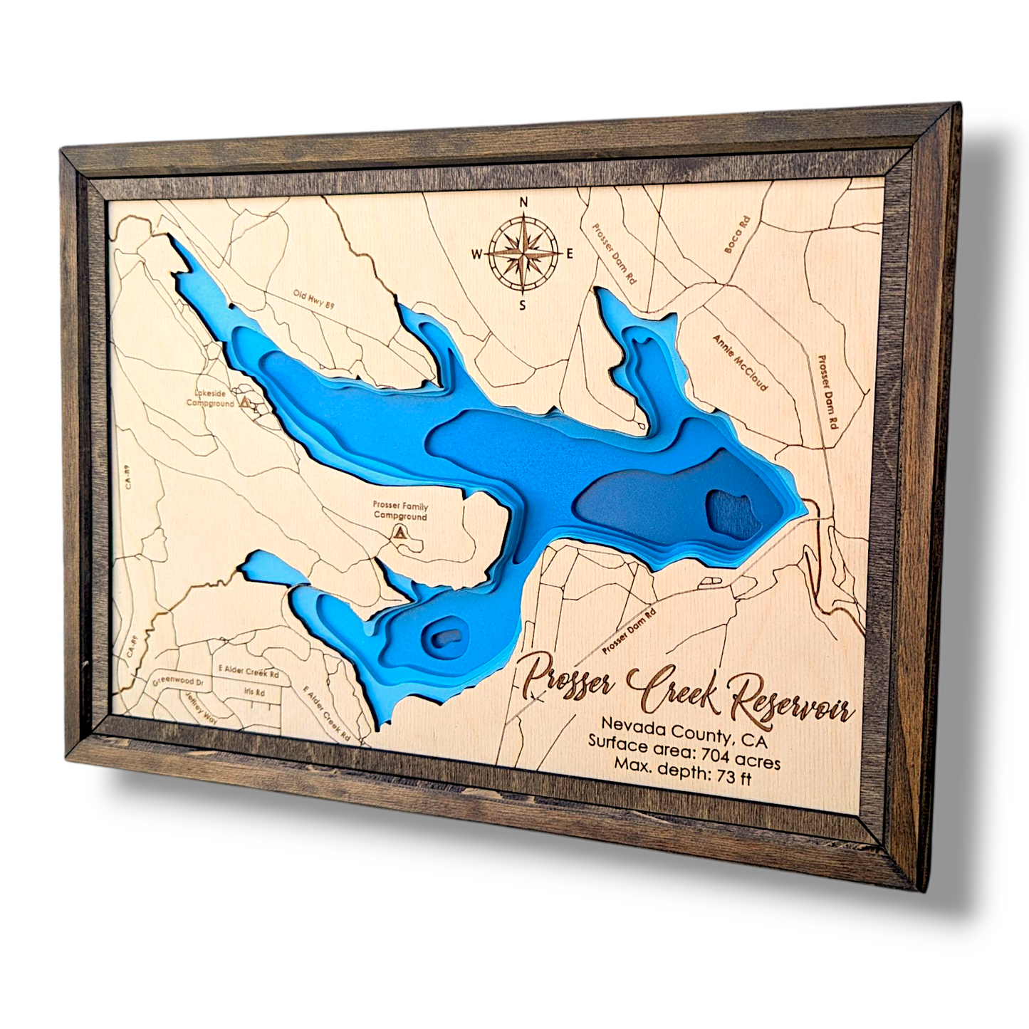 Prosser Creek Reservoir Art | Prosser Creek Reservoir Bathymetry Map | Various Sizes