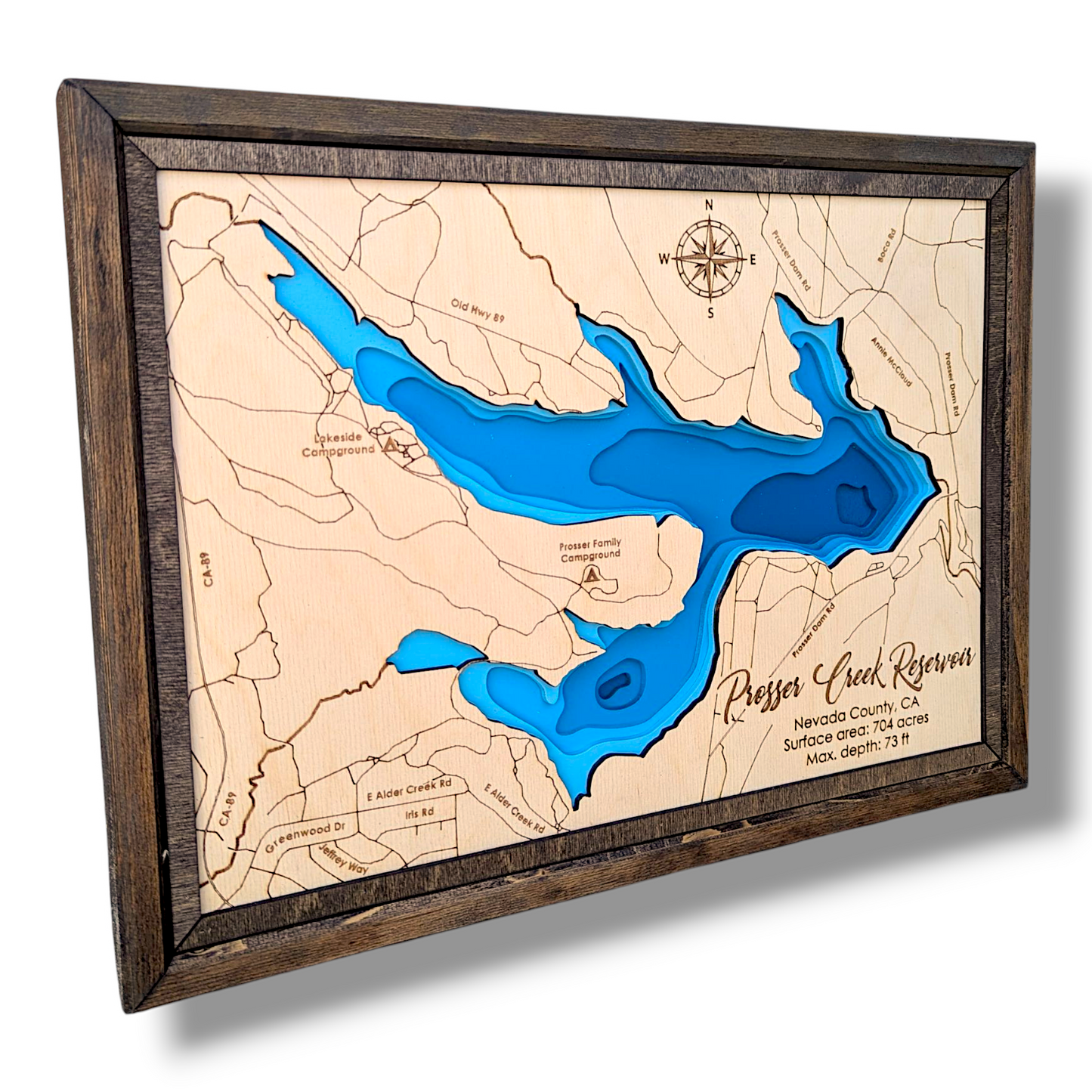 Prosser Creek Reservoir Art | Prosser Creek Reservoir Bathymetry Map | Various Sizes